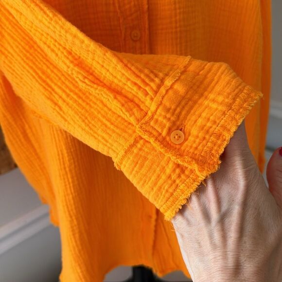 NWT Women’s M aerie Gauzy Pool to Party Coverup Simply Orange Oversized‎ Relaxed - Picture 5 of 16